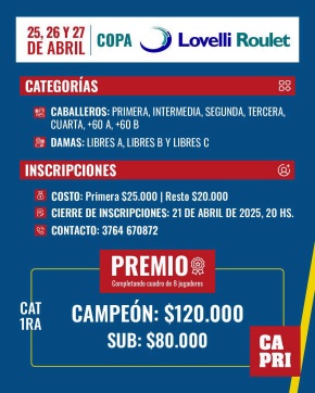 Tenis: el fin de semana se disputa el Open Club CAPRI 5 Tenis: el fin de semana se disputa el Open Club CAPRI imagen-4