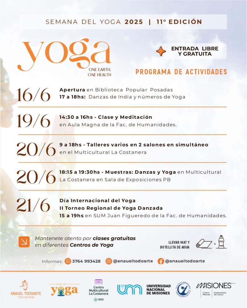 Semana del Yoga en Misiones: actividades abiertas en toda la provincia para celebrar una práctica reconocida por ley 11 Semana del Yoga en Misiones: actividades abiertas en toda la provincia para celebrar una práctica reconocida por ley imagen-10