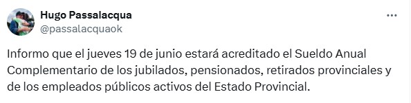 El jueves 19 pagan el medio aguinaldo a jubilados y Activos provinciales 3 El jueves 19 pagan el medio aguinaldo a jubilados y Activos provinciales imagen-2