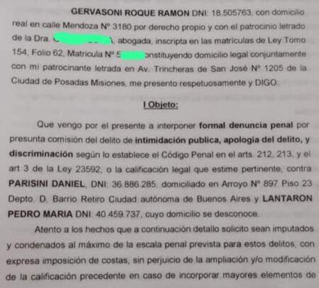 Gervasoni denunció penalmente al “Gordo Dan” por pedir “tanques a la calle ya” imagen-3