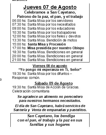 “Con San Cayetano, peregrinos de la esperanza”: invitan a las fiestas patronales en la Chacra 103 9 “Con San Cayetano, peregrinos de la esperanza”: invitan a las fiestas patronales en la Chacra 103 imagen-8