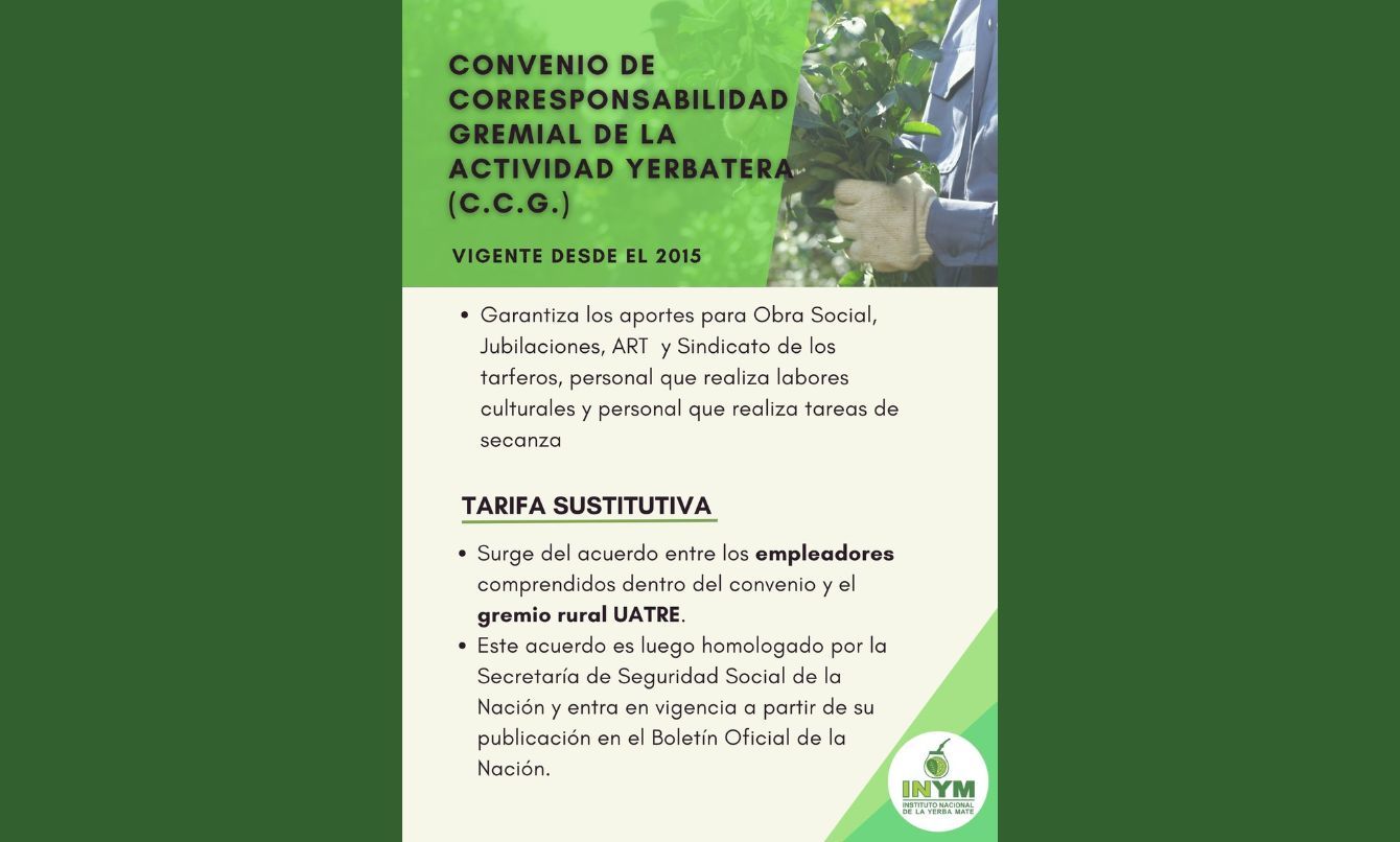 El INYM recuerda que no determina la Tarifa Sustitutiva del Convenio de Corresponsabilidad Gremial de la Actividad Yerbatera imagen-2