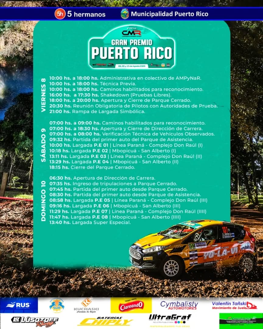 Automovilismo: el Rally de Puerto Rico tiene sus horarios y el diagrama de la carrera imagen-2
