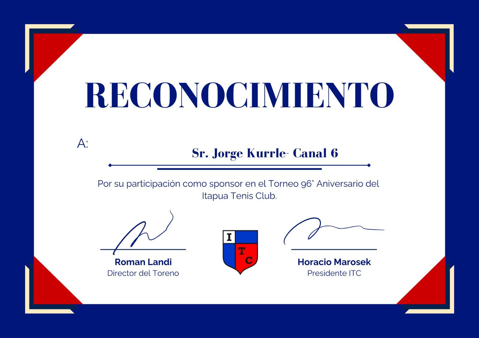 Reconocimiento del Itapúa Tenis Club a C6Digital por transmisión de Torneo 96to Aniversario imagen-2