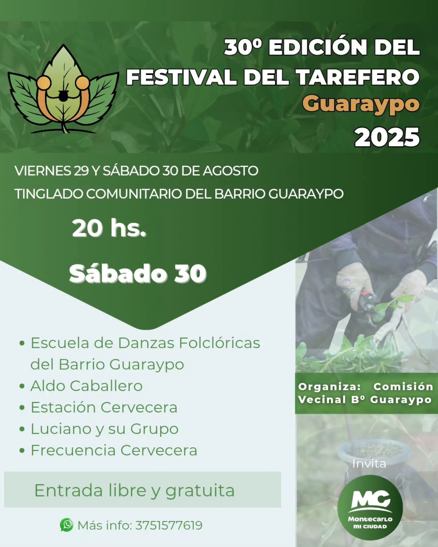 Montecarlo se prepara para la 30ma edición de la Fiesta del Tarefero 3 Montecarlo se prepara para la 30ma edición de la Fiesta del Tarefero imagen-2