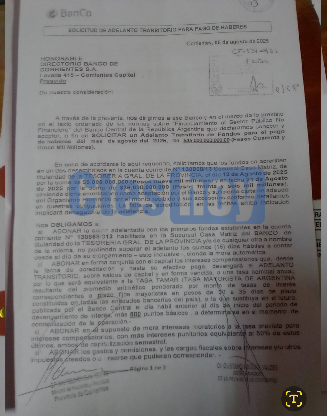 Crisis en Corrientes: el gobernador Valdés solicitó un préstamo de $45 mil millones para poder pagar los sueldos de agosto imagen-6