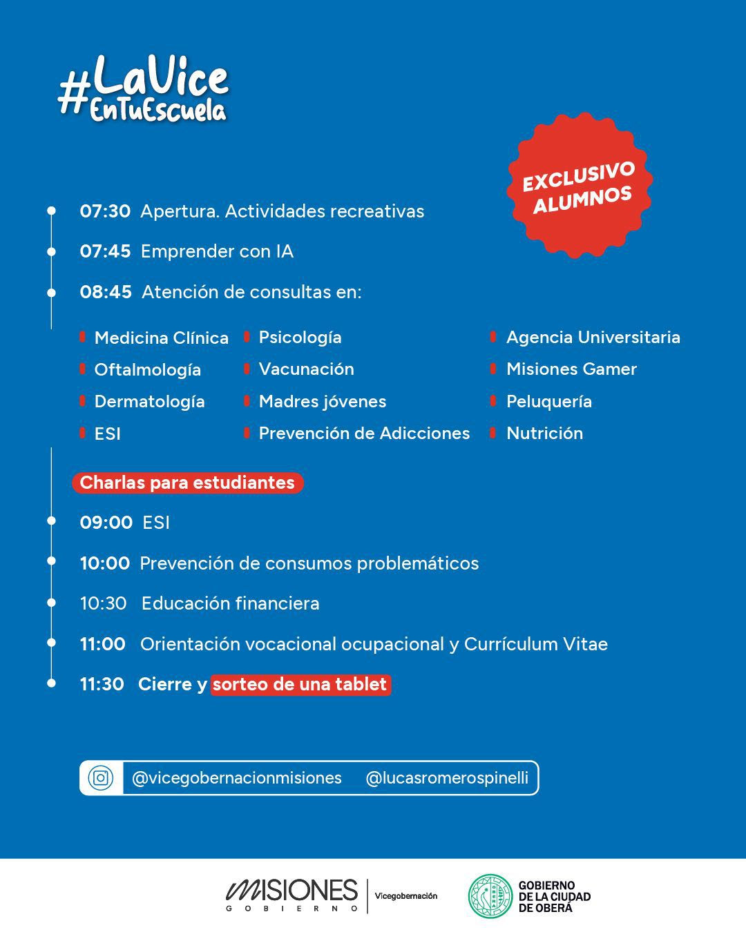 "La Vice en Tu Escuela" llega este viernes en la Escuela Normal de Oberá 3 "La Vice en Tu Escuela" llega este viernes en la Escuela Normal de Oberá imagen-2