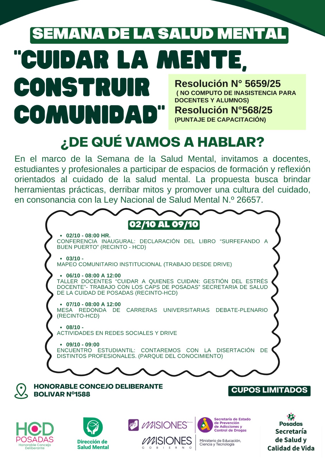 Invitan a participar de las actividades en el Concejo Deliberante por la Semana de la Salud Mental 3 Invitan a participar de las actividades en el Concejo Deliberante por la Semana de la Salud Mental imagen-2