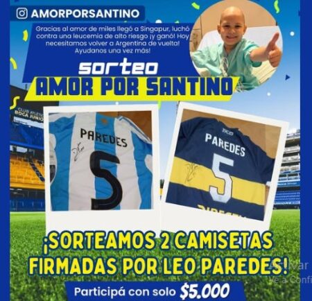 Solidaridad con Santino: sortean dos camisetas firmadas por Leandro Paredes imagen-2