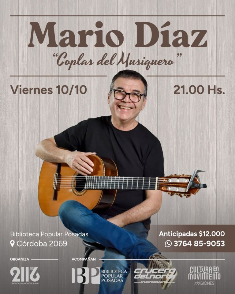 El músico Mario Díaz llega a Posadas con una charla sobre su práctica artística y un concierto de guitarra y voz en la Biblioteca Popular El músico Mario Díaz llega a Posadas con una charla sobre su práctica artística y un concierto de guitarra y voz en la Biblioteca Popular imagen-14
