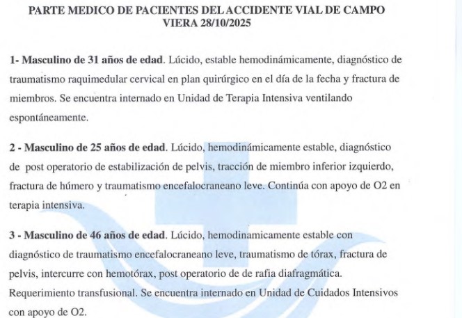 Tragedia vial en la Ruta Nacional 14: los cuatro pacientes internados en el Madariaga siguen con "pronóstico reservado" imagen-2
