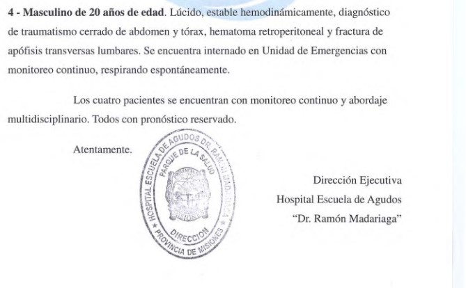 Tragedia vial en la Ruta Nacional 14: los cuatro pacientes internados en el Madariaga siguen con "pronóstico reservado" imagen-4