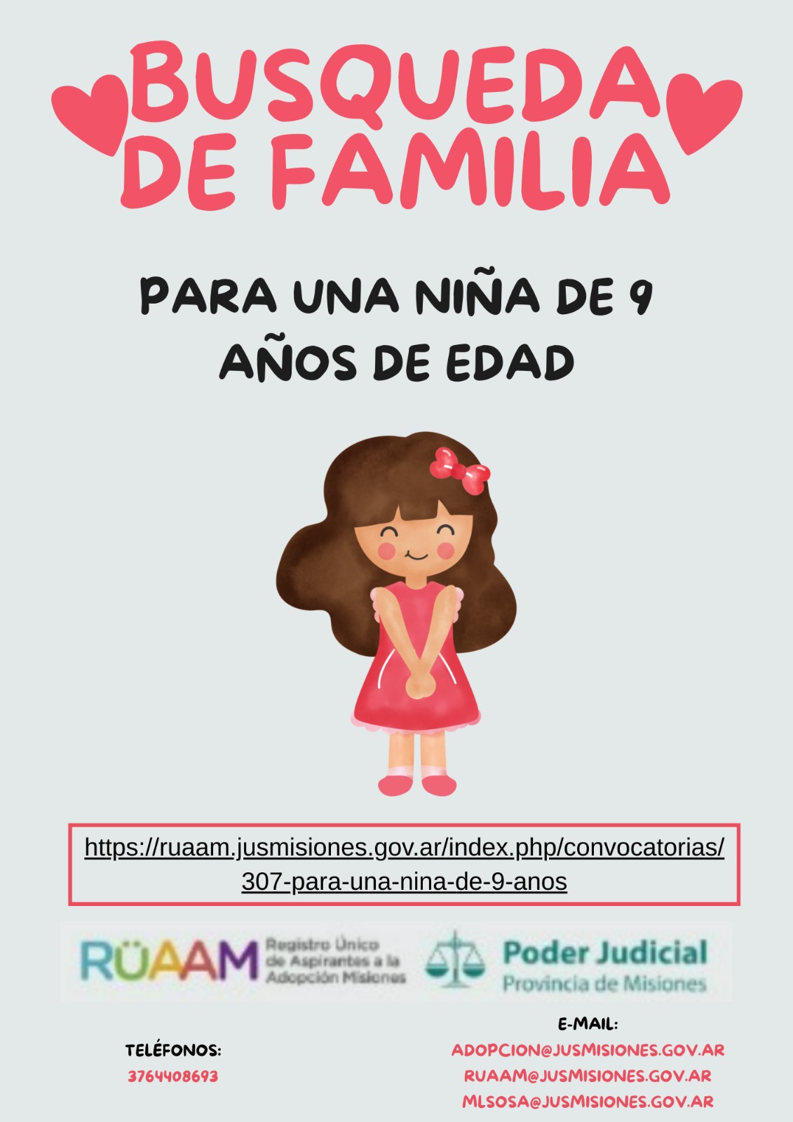 Convocatoria pública de búsqueda de familia para niña de 9 años imagen-2