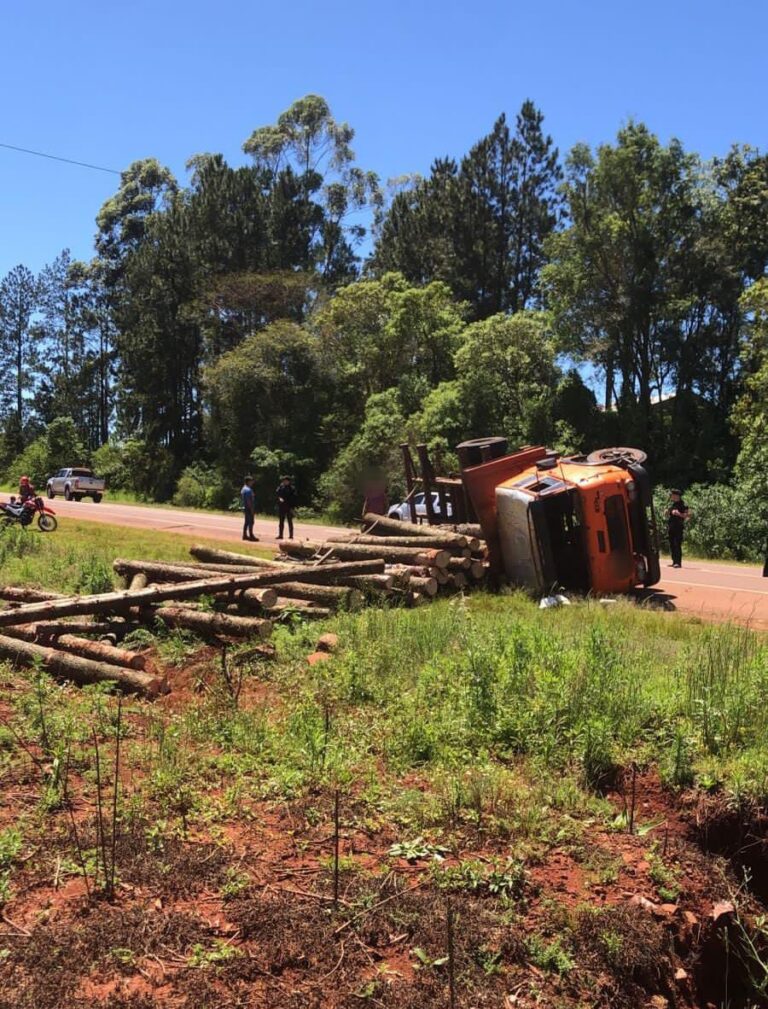 Camión cargado con maderas volcó en San Vicente imagen-1