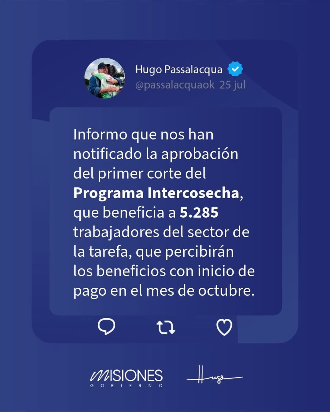Passalacqua informó la aprobación del Programa Intercosecha para el sector tarefero, con inicio de pagos en octubre 3 Passalacqua informó la aprobación del Programa Intercosecha para el sector tarefero, con inicio de pagos en octubre imagen-2