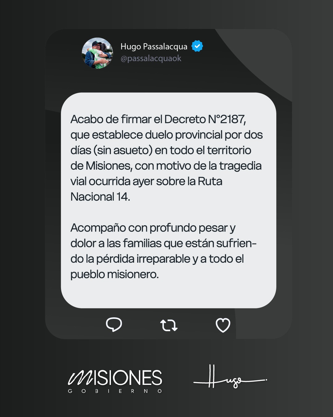 El Gobernador decretó dos días de duelo provincial por el trágico siniestro vial en la Ruta Nacional 14 9 El Gobernador decretó dos días de duelo provincial por el trágico siniestro vial en la Ruta Nacional 14 imagen-8