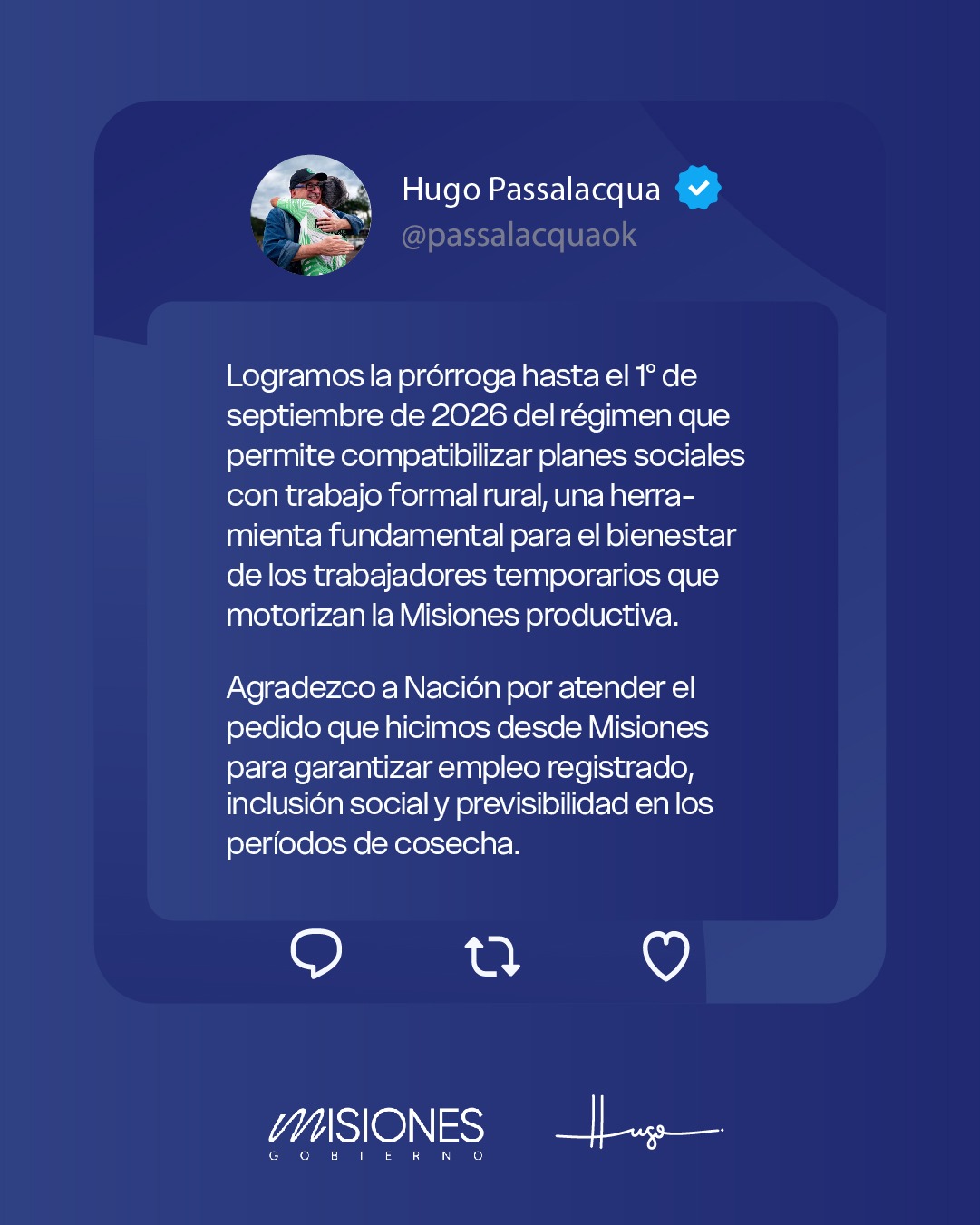 Tras gestiones de Passalacqua, Nación prorrogó por un año el régimen que permite compatibilizar programas sociales con empleo registrado imagen-2