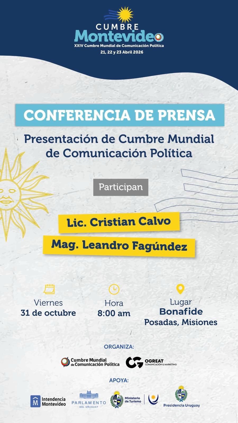 Montevideo será sede de la XXIV Cumbre Mundial de Comunicación Política con más de 200 expertos internacionales imagen-1
