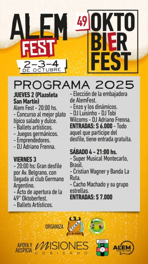 Oktoberfest, la fiesta de Alem, llega este jueves con novedades imagen-2