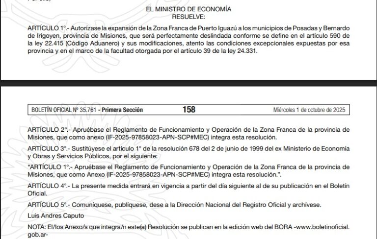 Oficial: autorizaron la expansión de la Zona Franca de Puerto Iguazú a Posadas y Bernardo de Irigoyen imagen-37