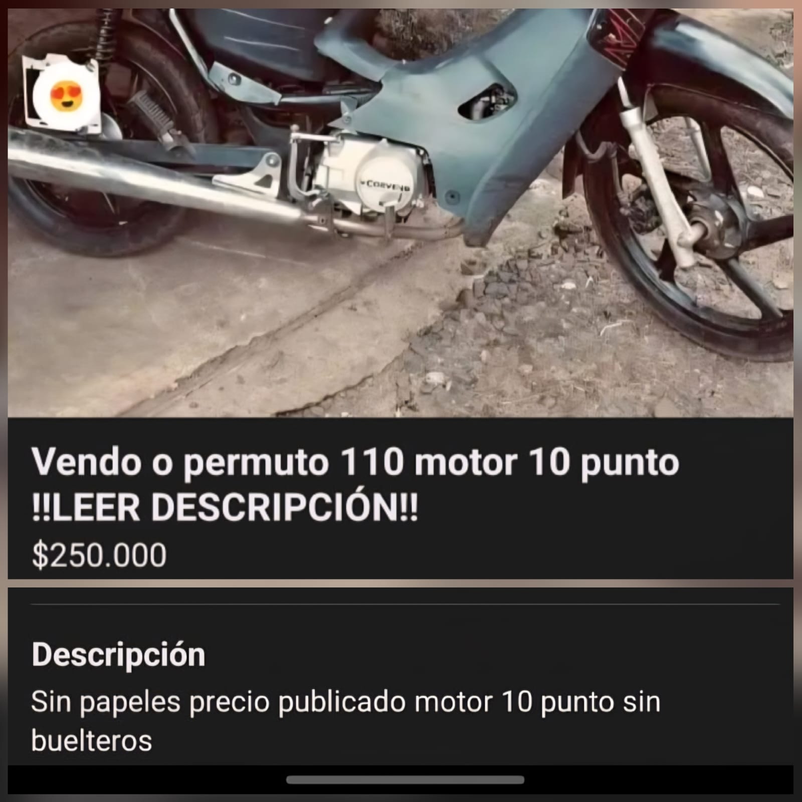 Intentó vender por redes una moto adulterada y terminó con el vehículo secuestrado imagen-2