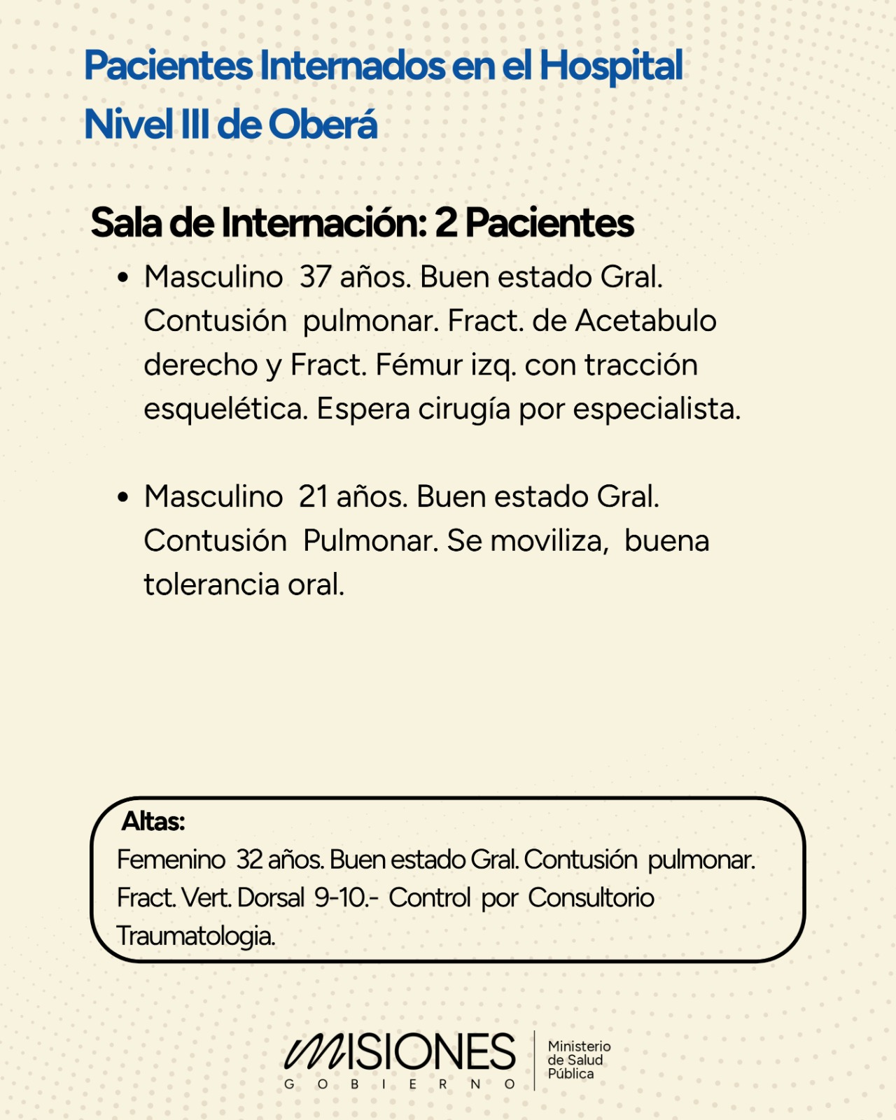 Tragedia vial en la Ruta Nacional 14: un paciente dejó Terapia del Madariaga y pasó a sala general y otra fue dada de alta en el Samic Oberá imagen-4