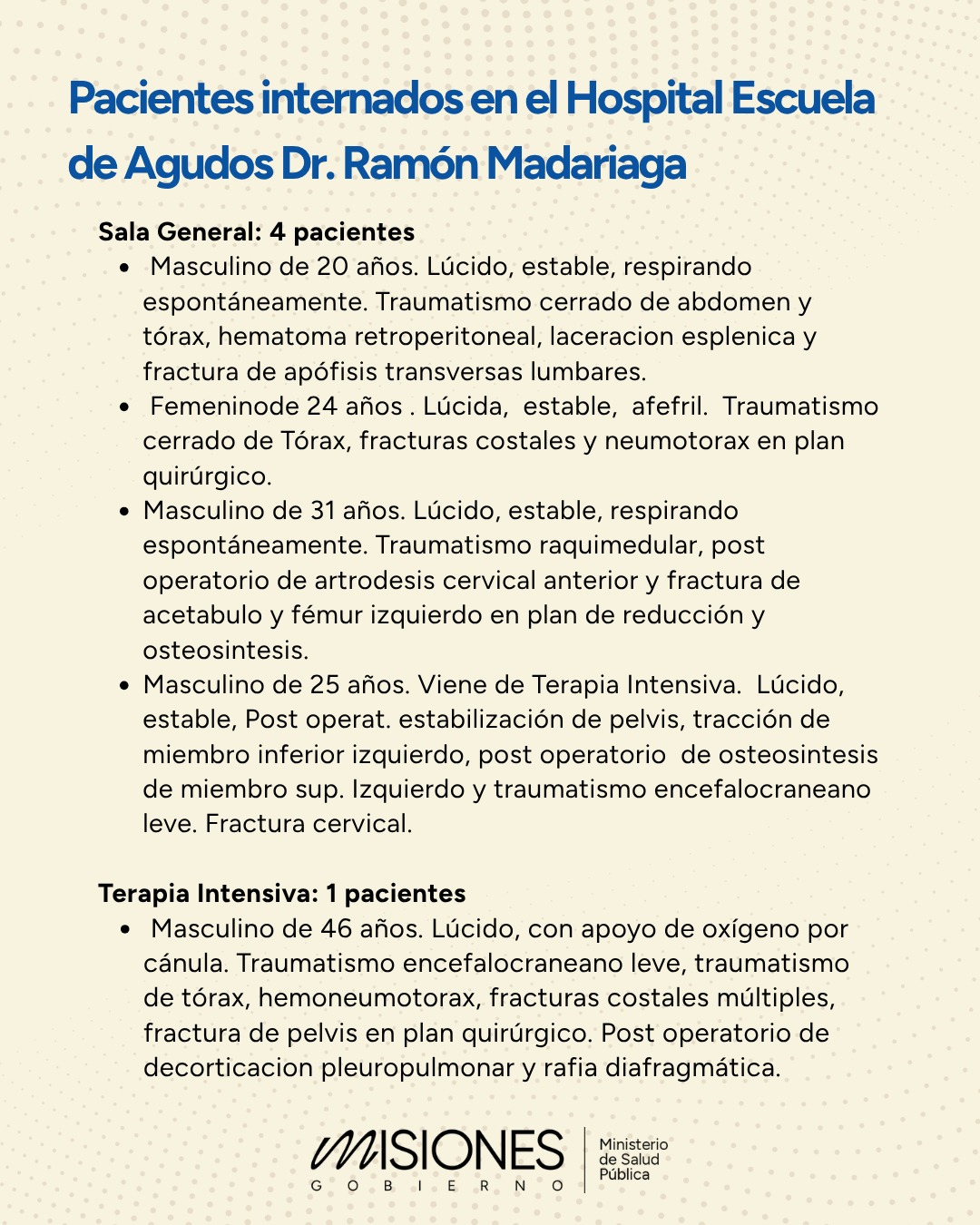 Tragedia vial en la Ruta Nacional 14: continúa la mejora de los internados, con un paciente en terapia intensiva 2 Tragedia vial en la Ruta Nacional 14: continúa la mejora de los internados, con un paciente en terapia intensiva imagen-1