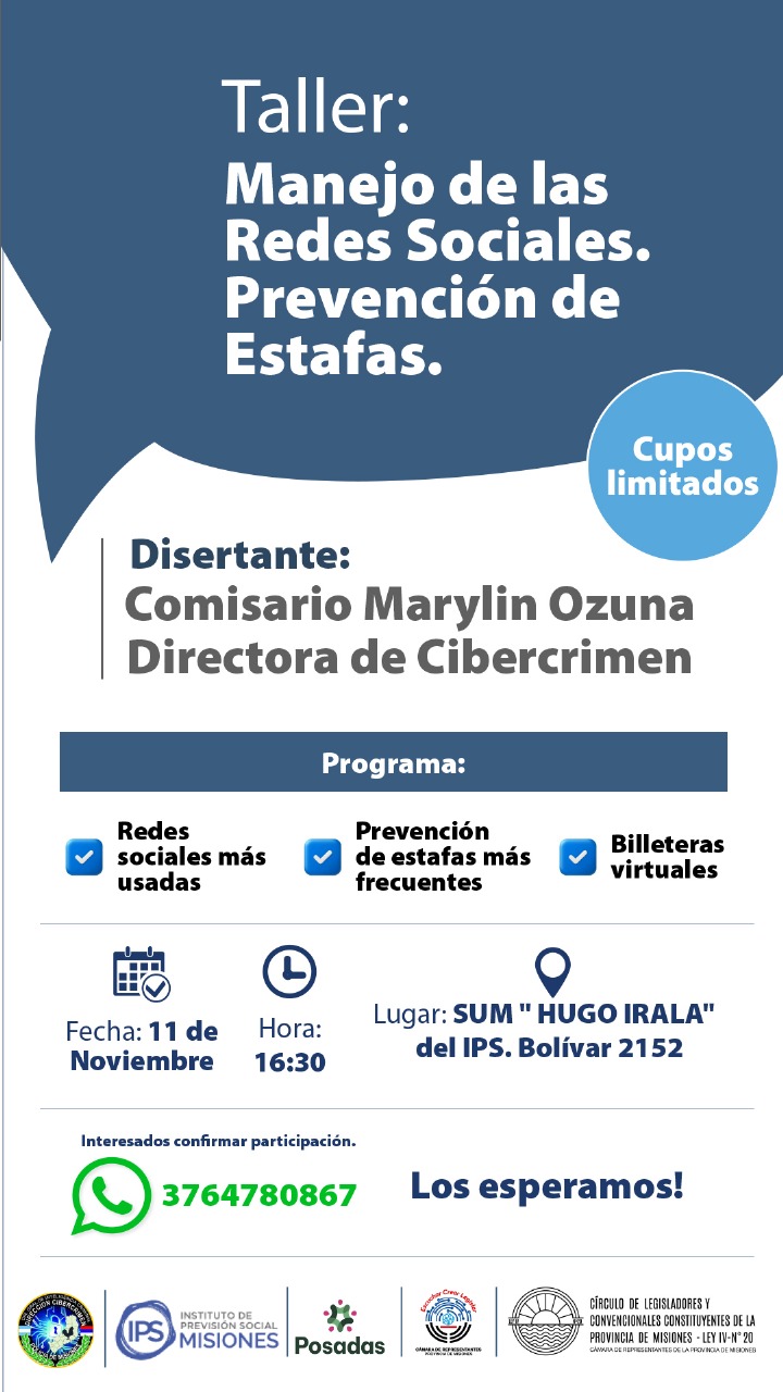 Capacitación en el IPS: dictarán un taller sobre manejo de redes sociales y prevención de estafas imagen-2