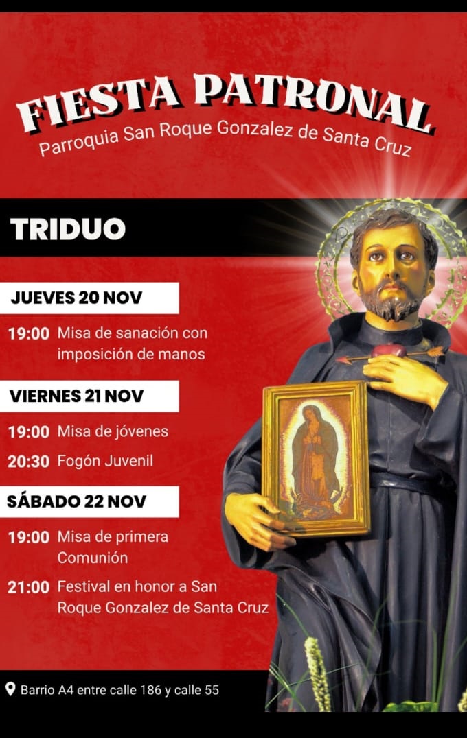 La Fiesta Patronal 2025 de San Roque González de Santa Cruz reunirá a artistas y vecinos este sábado 22 7 La Fiesta Patronal 2025 de San Roque González de Santa Cruz reunirá a artistas y vecinos este sábado 22 imagen-6