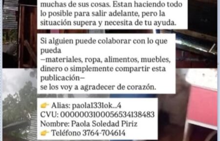 Llamado a la Solidaridad: piden ayuda para una familia posadeña damnificada por el violento temporal del fin de semana imagen-10