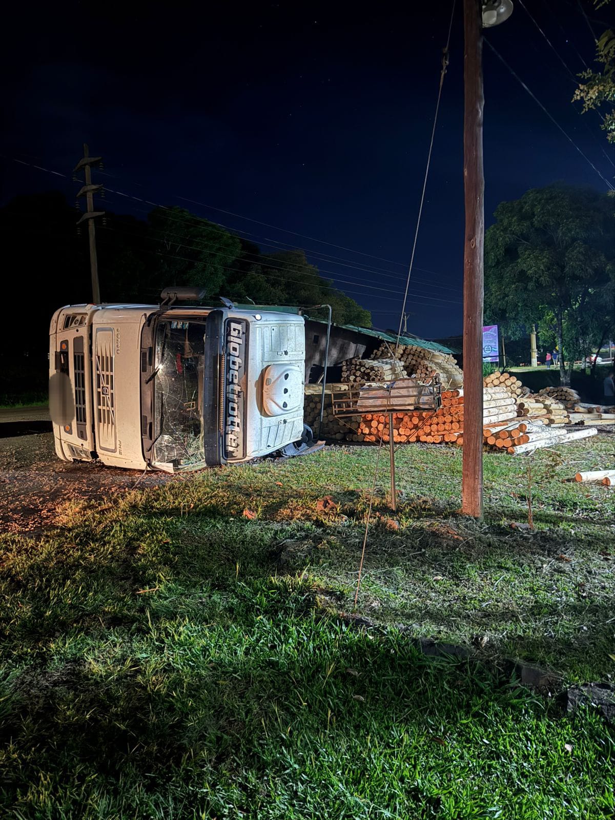 Camión cargado con madera volcó en la banquina de la Ruta Provincial 13 5 Camión cargado con madera volcó en la banquina de la Ruta Provincial 13 imagen-4