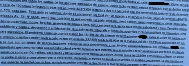 Padres de la Epet 1 denunciaron por "estafa" a empresa contratada para realizar la Recepción de egresados imagen-12