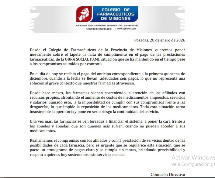 Farmacias al borde del colapso: PAMI debe seis pagos y peligra la entrega de medicamentos a jubilados en Misiones imagen-2