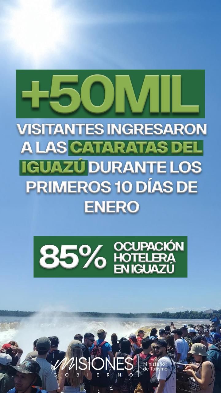 Cataratas del Iguazú registró más de 50 mil visitantes y 85 % de ocupación hotelera en los primeros diez días de enero imagen-2