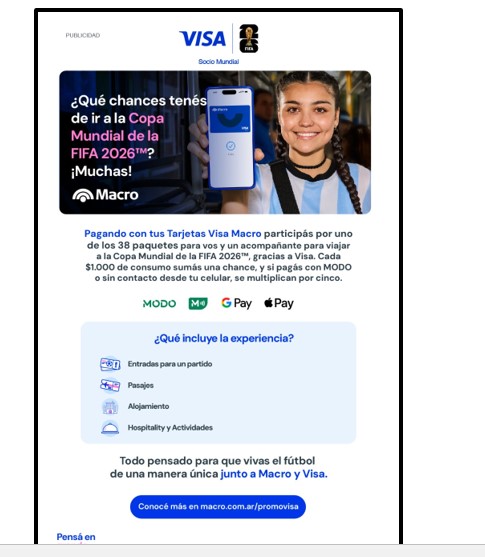 Banco Macro y Visa te llevan a la Copa Mundial de la FIFA 2026 3 Banco Macro y Visa te llevan a la Copa Mundial de la FIFA 2026 imagen-2