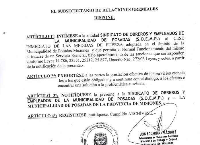 Paro de municipales: el Ministerio de Trabajo pidió el cese de la medida de fuerza imagen-4