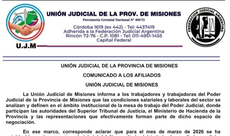 La Unión Judicial de Misiones informó sobre avances salariales y laborales en la mesa institucional imagen-53