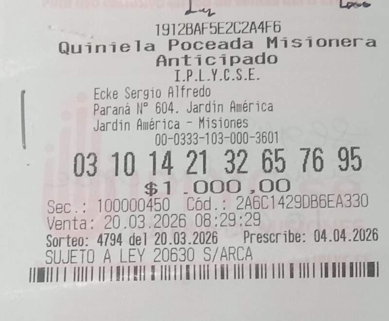 Una jubilada de Jardín América obtuvo el primer premio de la Poceada Misionera, ganó más de 32 millones y destacó la ayuda para cubrir gastos de salud imagen-2