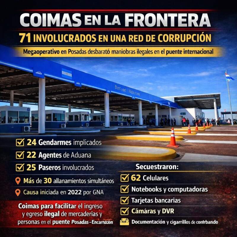 Coimas en la frontera: 71 involucrados en una red que operaba en el puente Posadas–Encarnación imagen-4