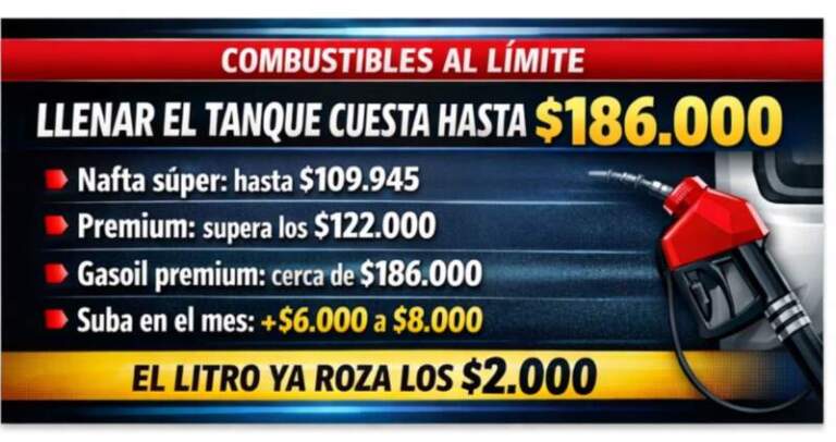 Llenar el tanque ya es un golpe al bolsillo: cargar combustible roza los $200.000 imagen-2