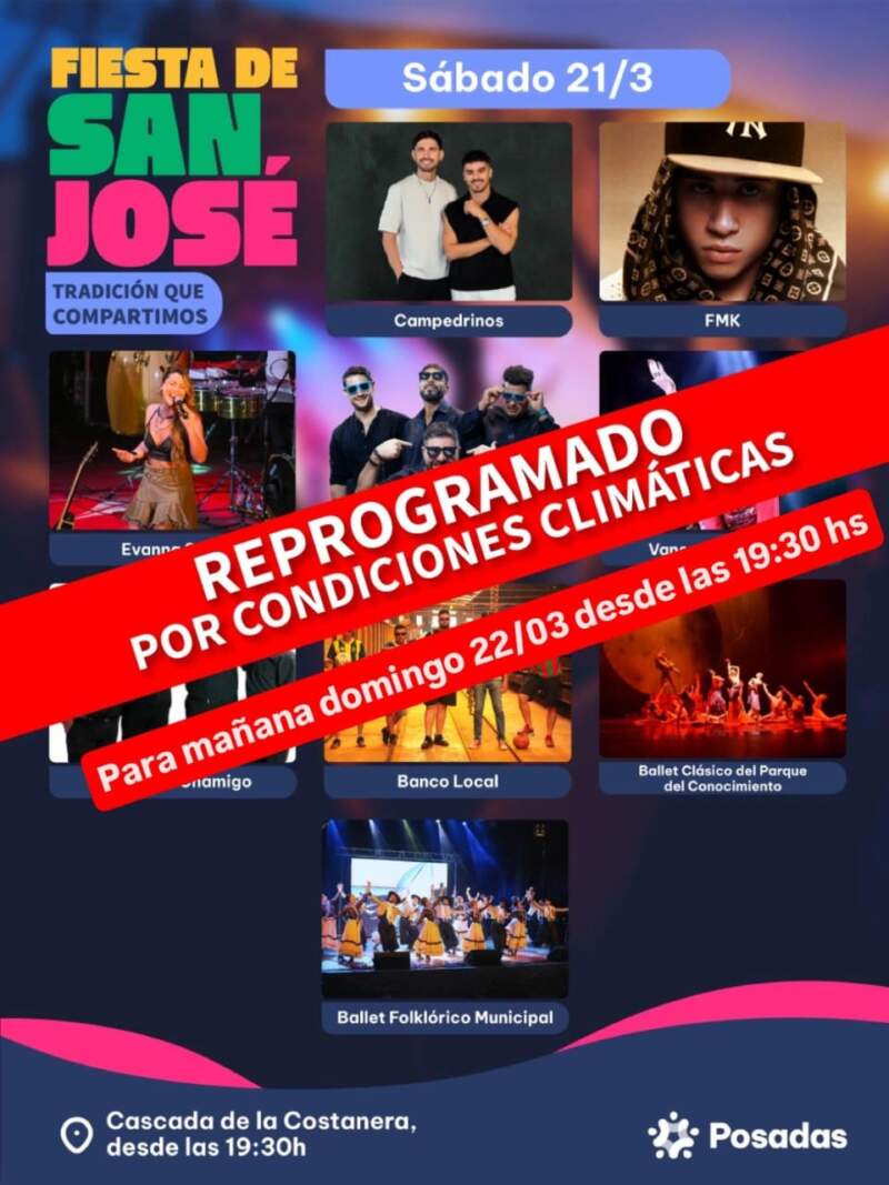 Reprograman la segunda noche de la Fiesta de San José por condiciones climáticas imagen-2