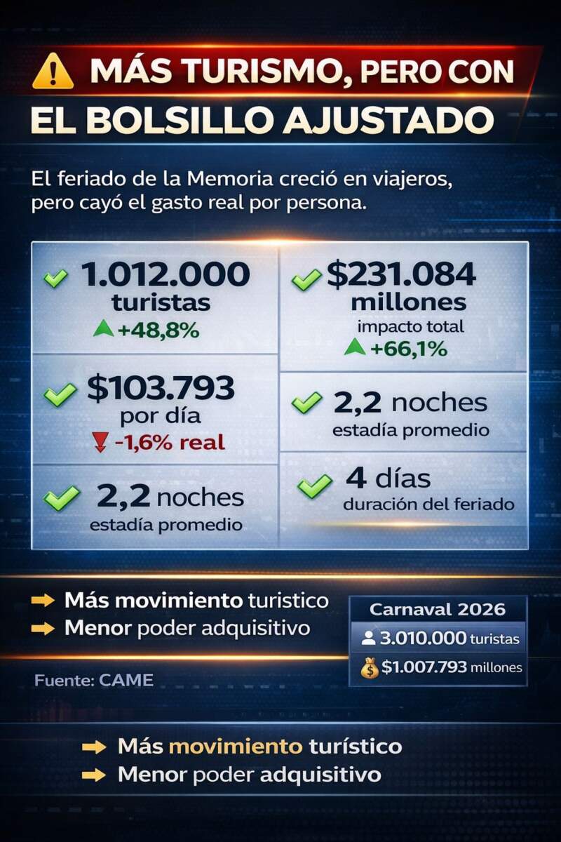 Feriado de la Memoria: más de un millón de turistas gastaron $ 231 mil millones durante el fin de semana imagen-6