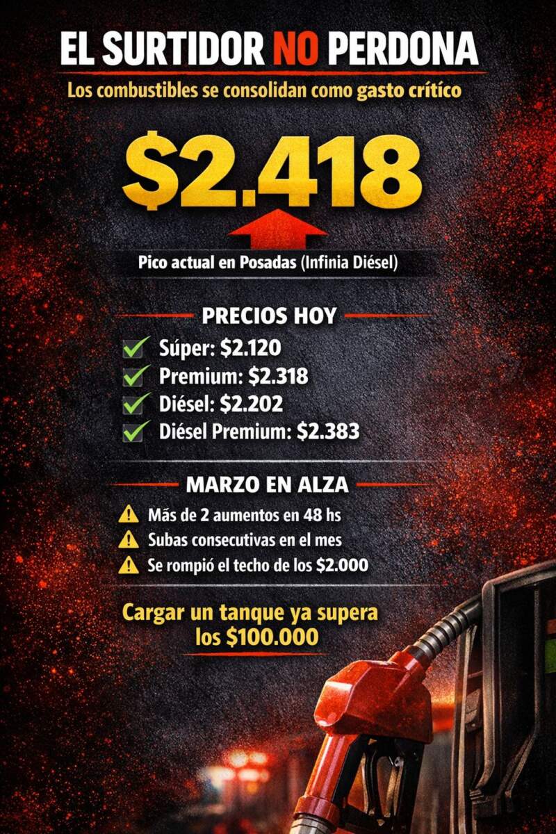 Combustibles sin freno: en Posadas ya superan los $2.300 y golpean el bolsillo 3 Combustibles sin freno: en Posadas ya superan los $2.300 y golpean el bolsillo imagen-2