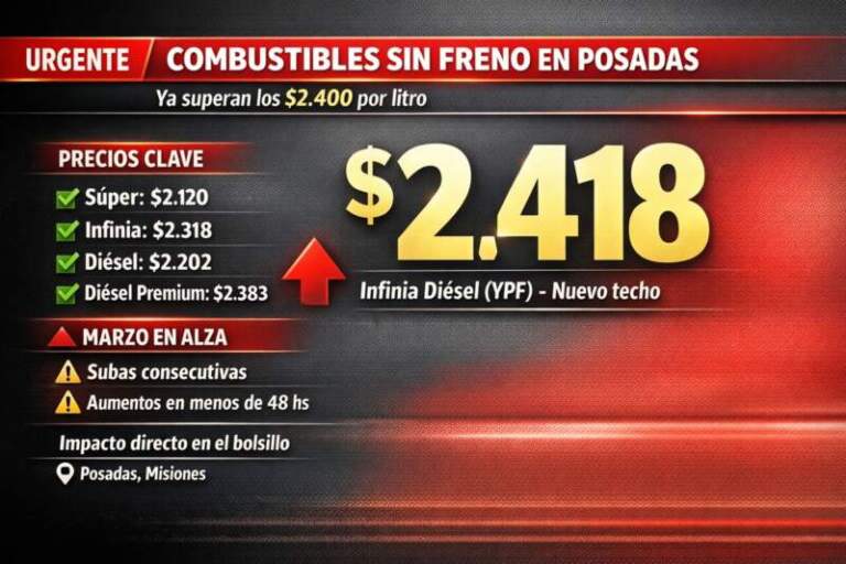 Combustibles sin freno: en Posadas ya superan los $2.300 y golpean el bolsillo imagen-40