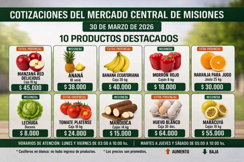 Frutas y verduras: cómo arrancó el Mercado Central con precios dispares entre productos misioneros y extra-provinciales 3 Frutas y verduras: cómo arrancó el Mercado Central con precios dispares entre productos misioneros y extra-provinciales imagen-2