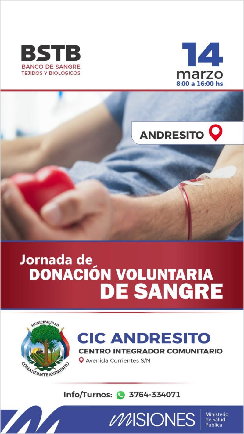Con el objetivo de mantener un stock ideal, el Banco de Sangre realizará colectas voluntarias en Iguazú, Posadas y Andresito 9 Con el objetivo de mantener un stock ideal, el Banco de Sangre realizará colectas voluntarias en Iguazú, Posadas y Andresito imagen-8