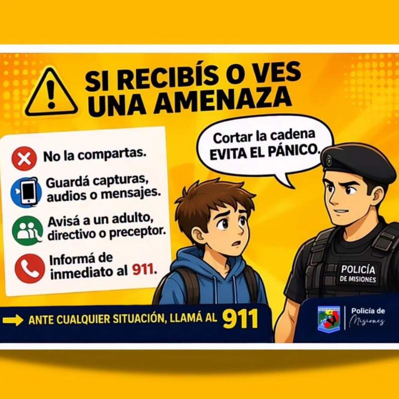 Recomendaciones de la Policía frente a amenazas en escuelas: "actuar con responsabilidad" imagen-2