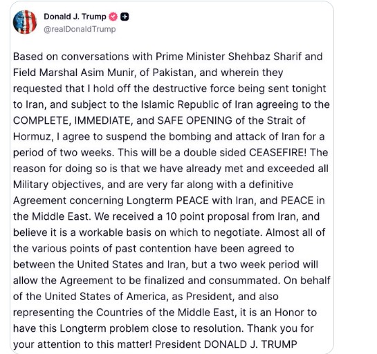 Guerra en Medio Oriente: Trump aceptó un alto al fuego por dos semanas imagen-1