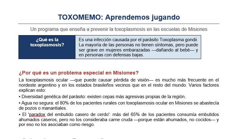 Impulsan Proyecto "Toxomemo: Aprendemos Jugando", una iniciativa de un juego para prevenir la toxoplasmosis en Misiones 3 Impulsan Proyecto "Toxomemo: Aprendemos Jugando", una iniciativa de un juego para prevenir la toxoplasmosis en Misiones imagen-2
