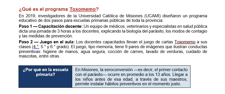 Impulsan Proyecto "Toxomemo: Aprendemos Jugando", una iniciativa de un juego para prevenir la toxoplasmosis en Misiones 5 Impulsan Proyecto "Toxomemo: Aprendemos Jugando", una iniciativa de un juego para prevenir la toxoplasmosis en Misiones imagen-4